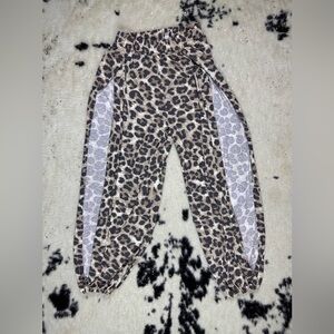 Zenana Women's Leopard Print Open Leg Split Jogger Lounge Wear Pants